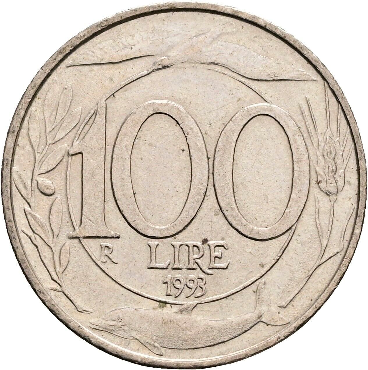 100 Lire 1993 – Rückseite