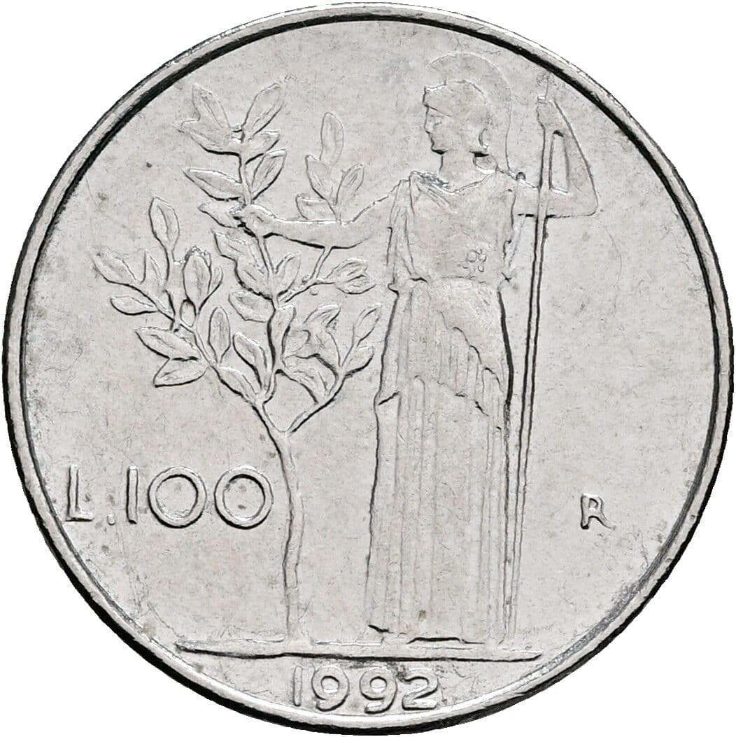 100 Lire 1992 – Rückseite