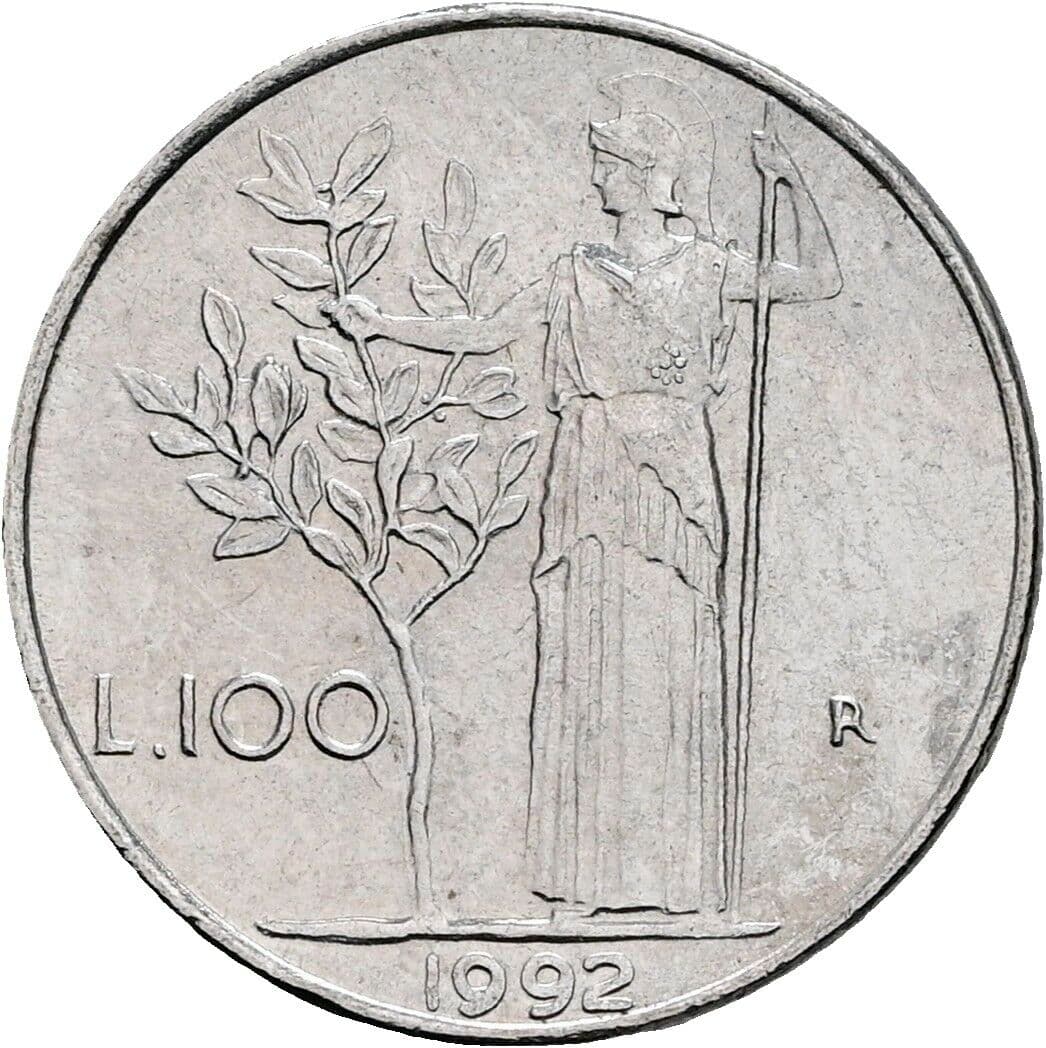 100 Lire 1992 – Rückseite