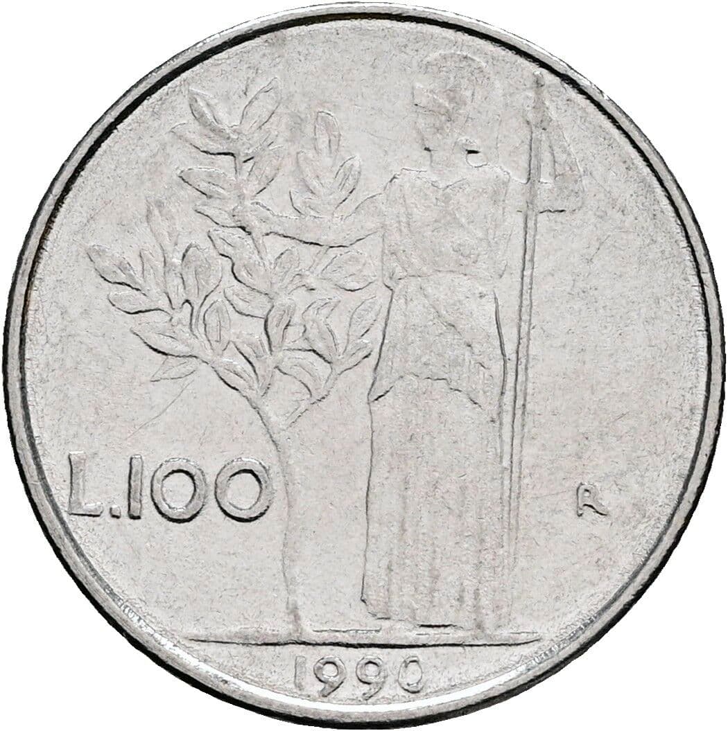 100 Lire 1990 – Rückseite