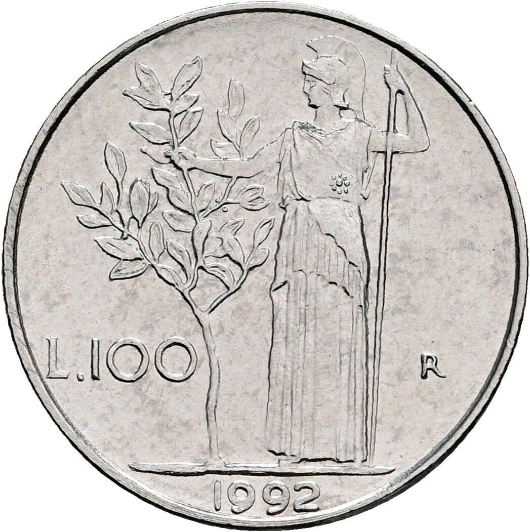 100 Lire 1992 – Rückseite