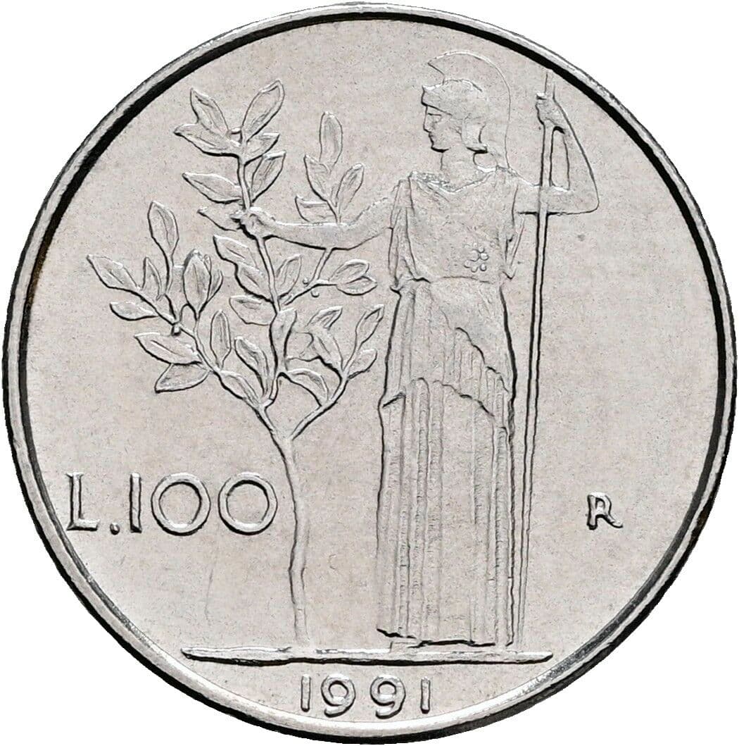 100 Lire 1991 – Rückseite