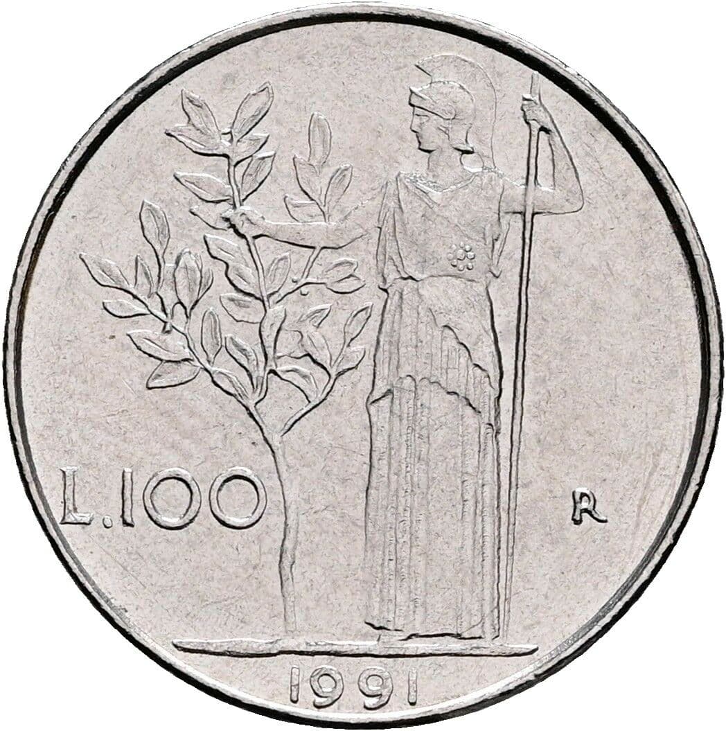 100 Lire 1991 – Rückseite