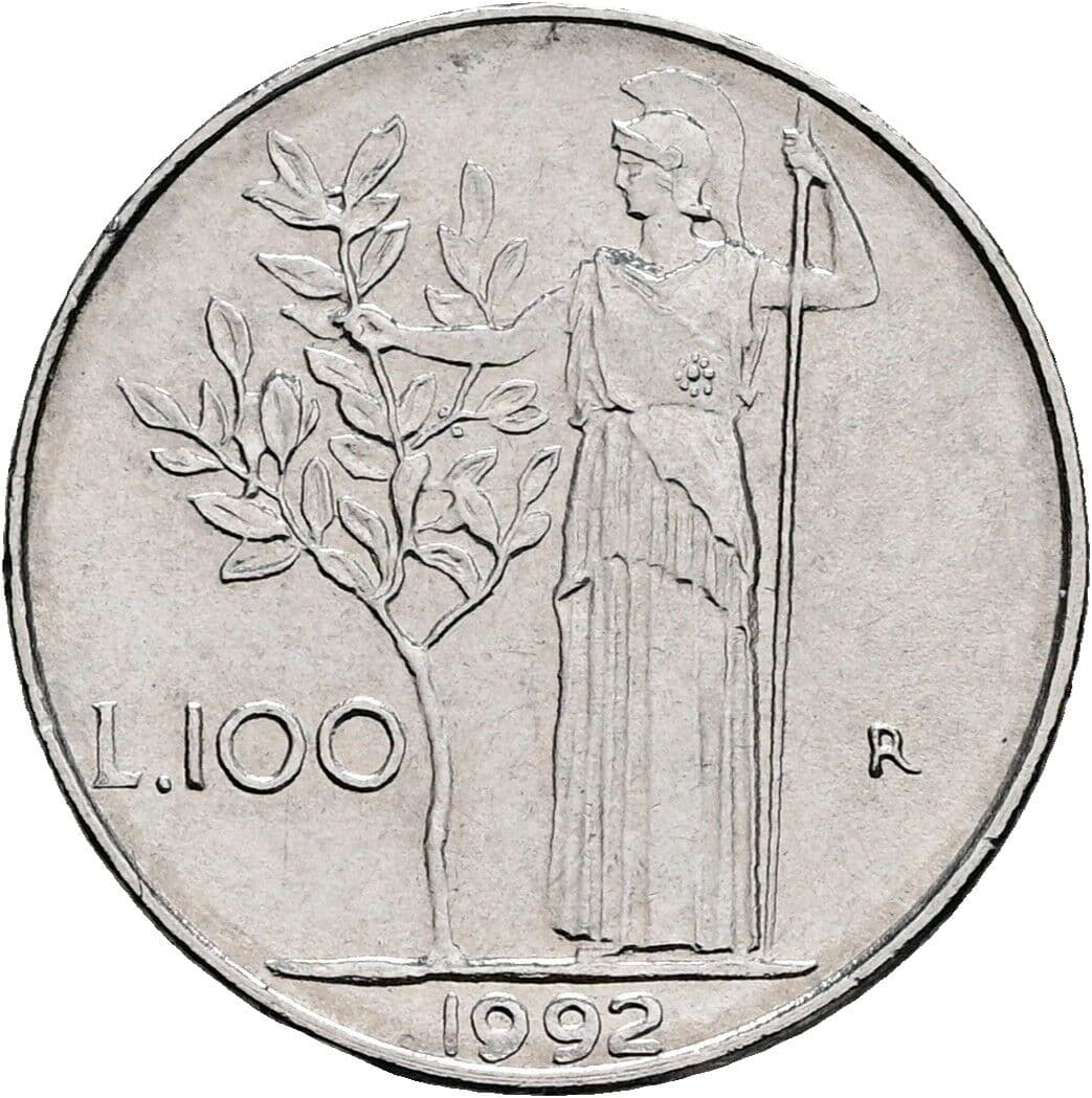 100 Lire 1992 – Rückseite