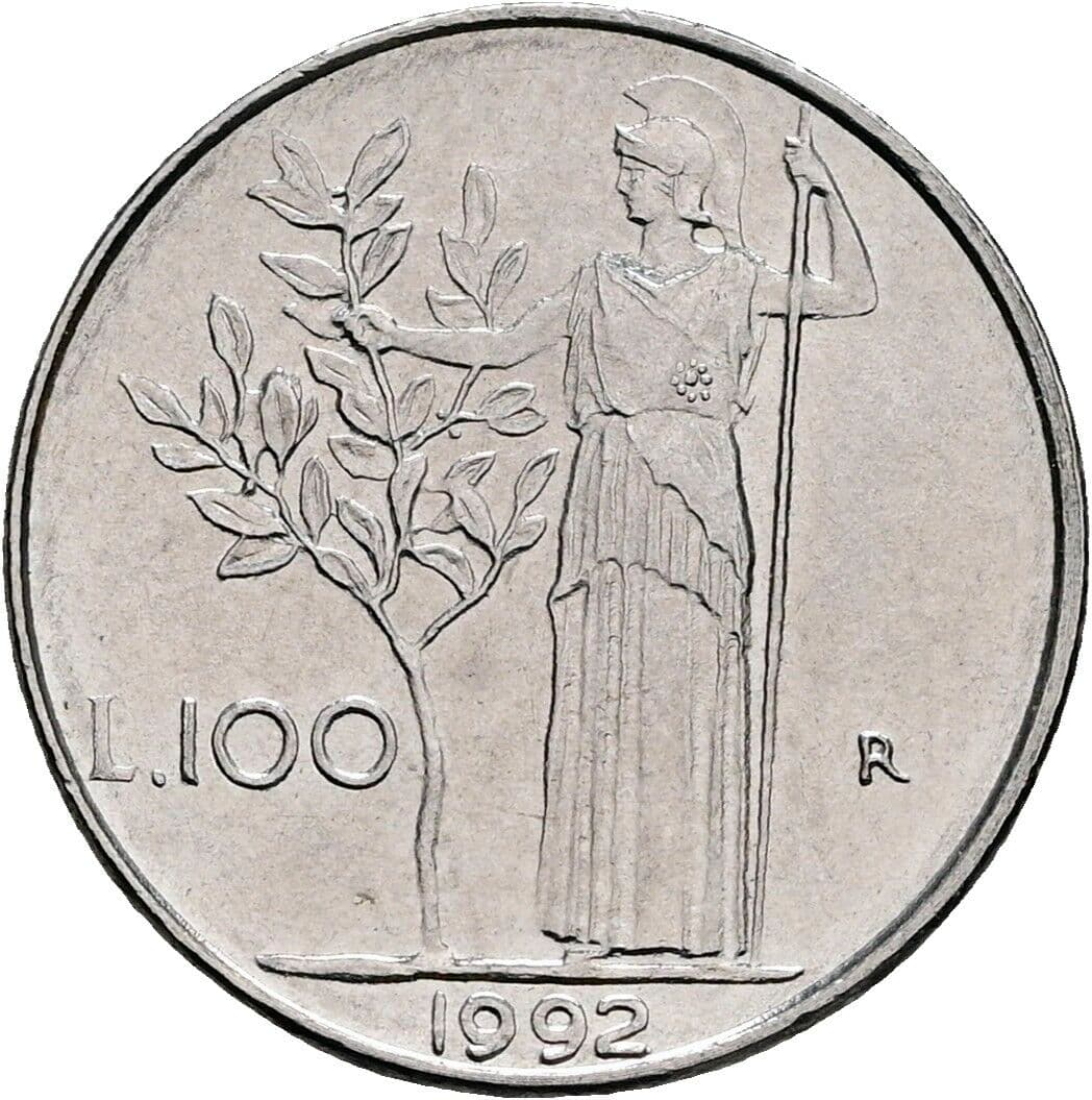 100 Lire 1992 – Rückseite
