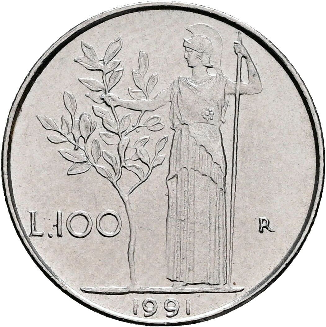 100 Lire 1991 – Rückseite
