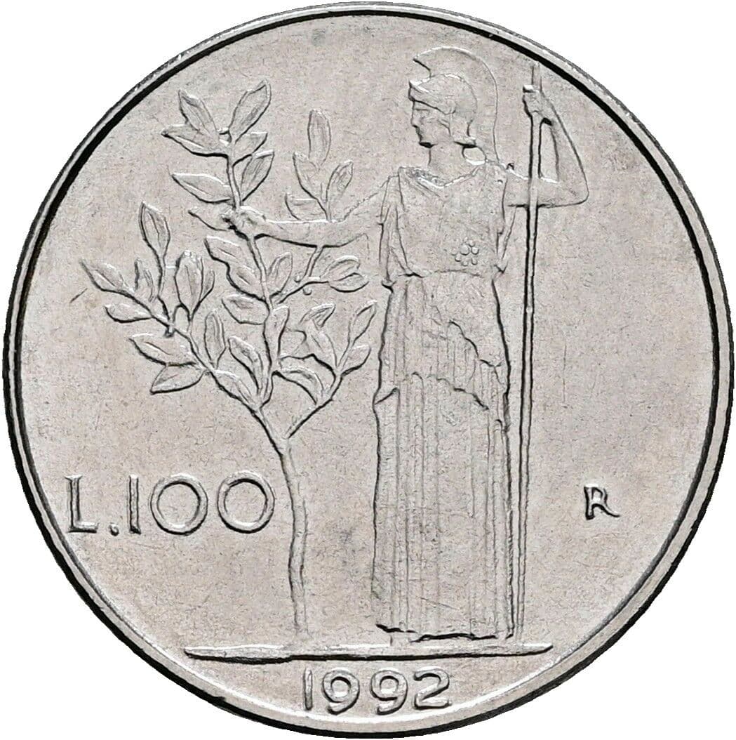 100 Lire 1992 – Rückseite