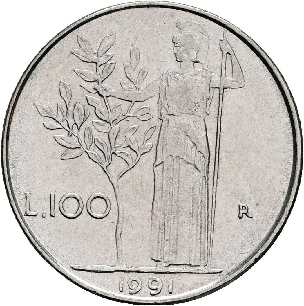 100 Lire 1991 – Rückseite