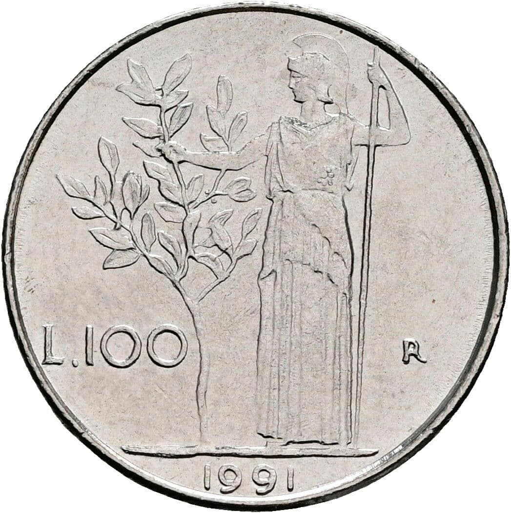 100 Lire 1991 – Rückseite