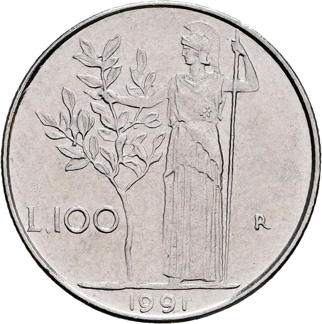 100 Lire 1991 – Rückseite