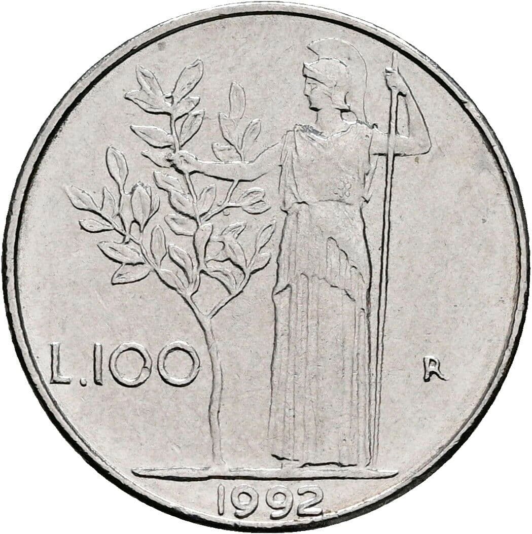 100 Lire 1992 – Rückseite
