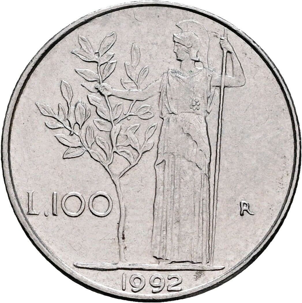 100 Lire 1992 – Rückseite