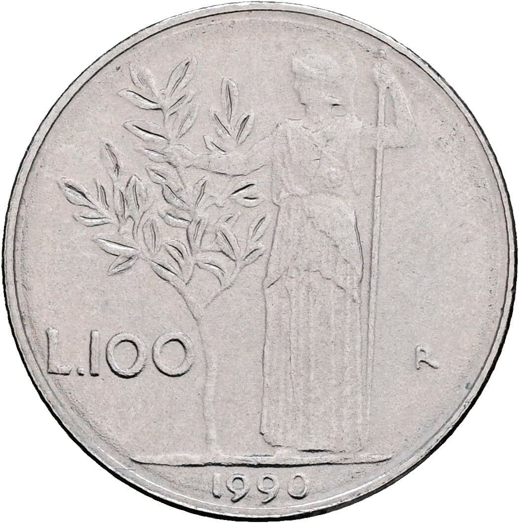 100 Lire 1990 – Rückseite