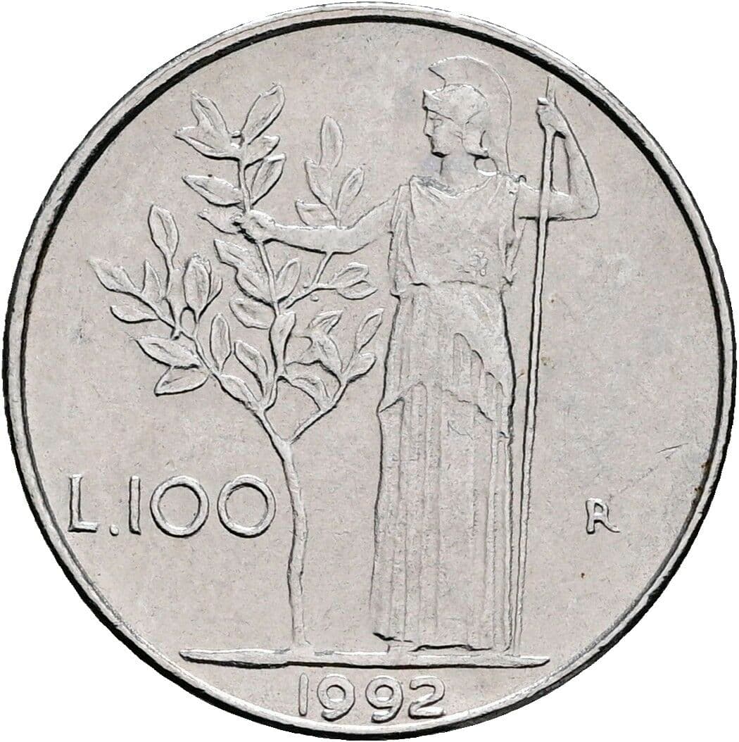 100 Lire 1992 – Rückseite