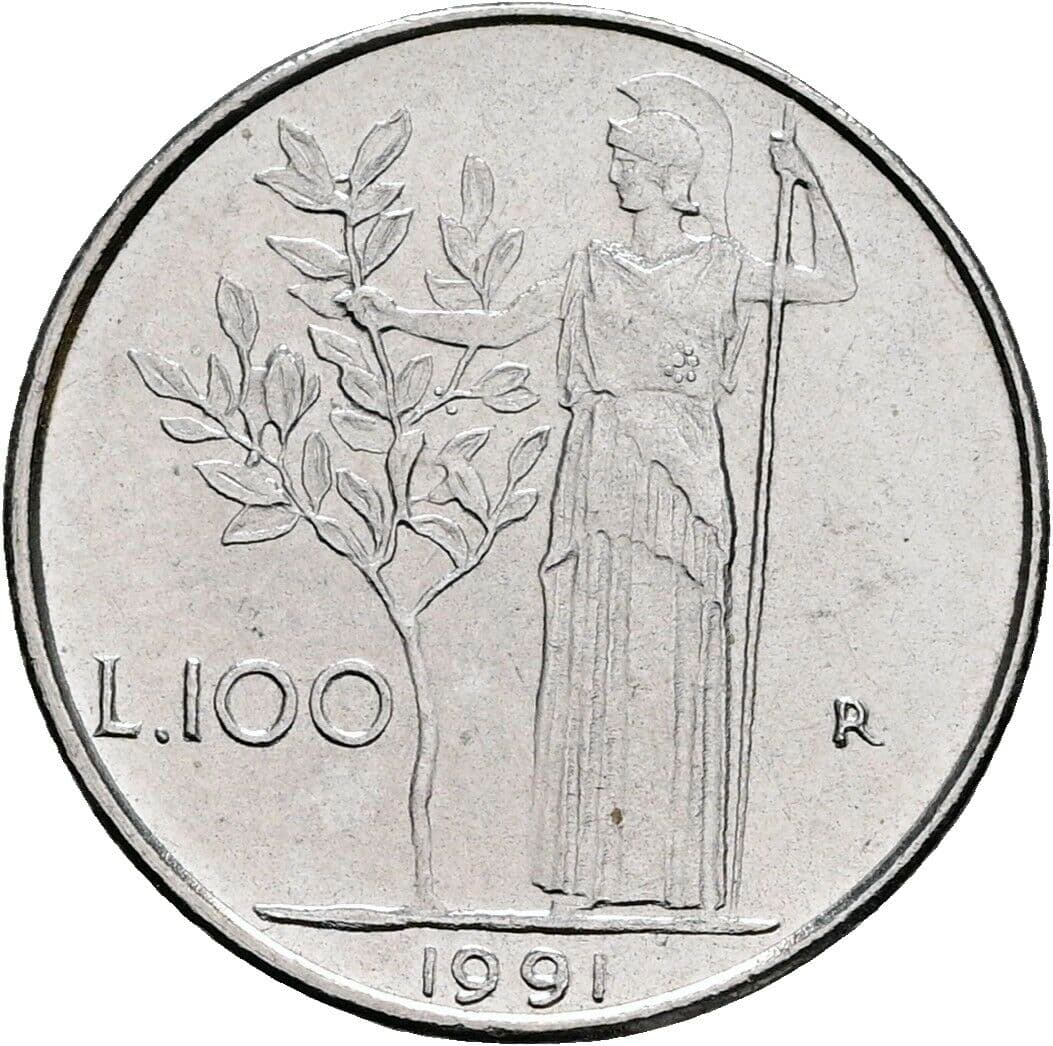 100 Lire 1991 – Rückseite