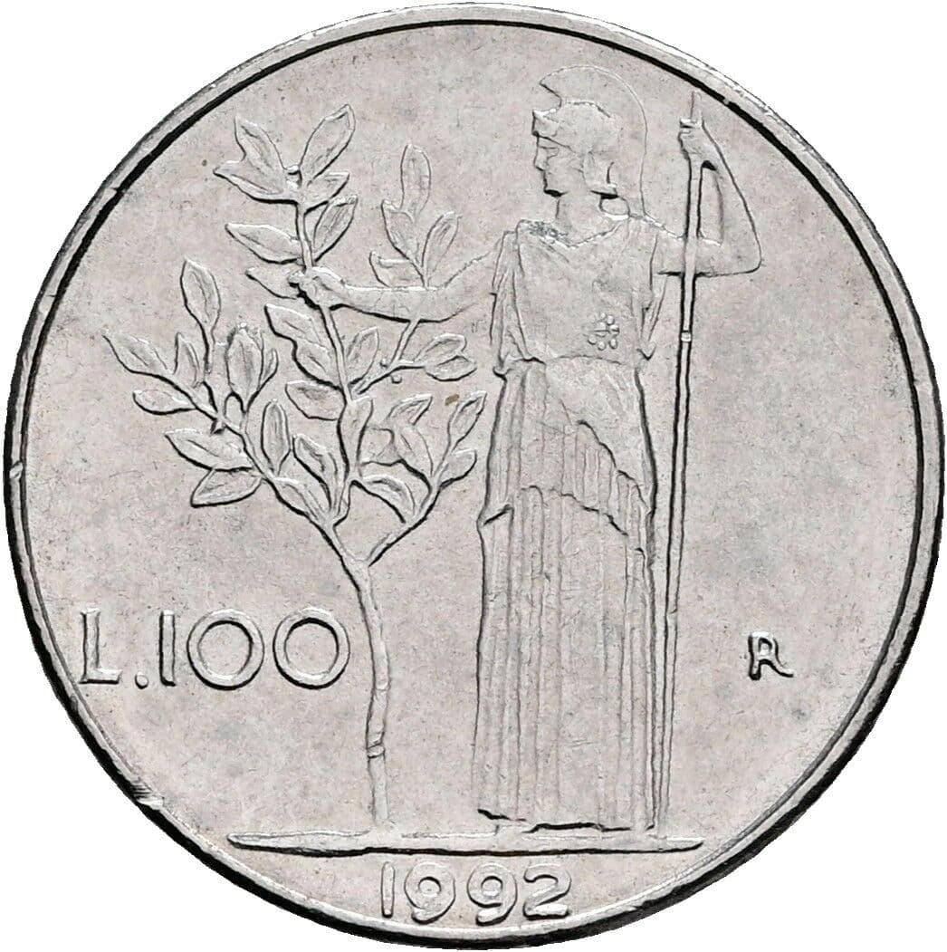 100 Lire 1992 – Rückseite
