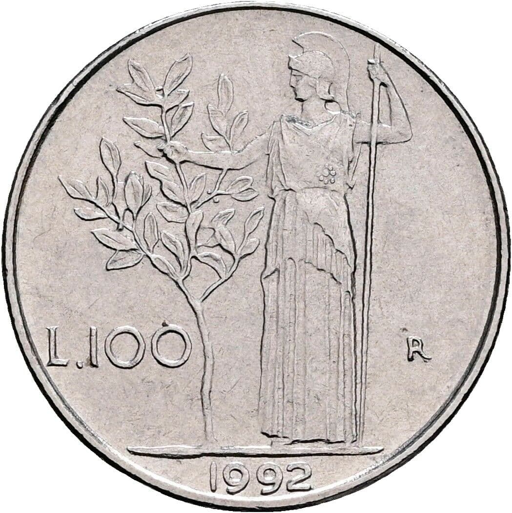 100 Lire 1992 – Rückseite