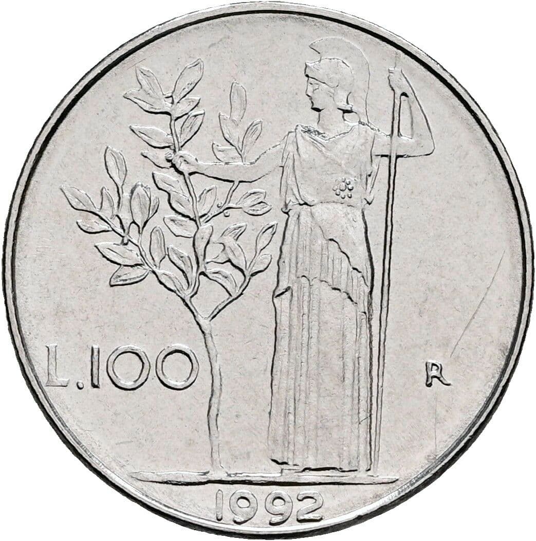 100 Lire 1992 – Rückseite