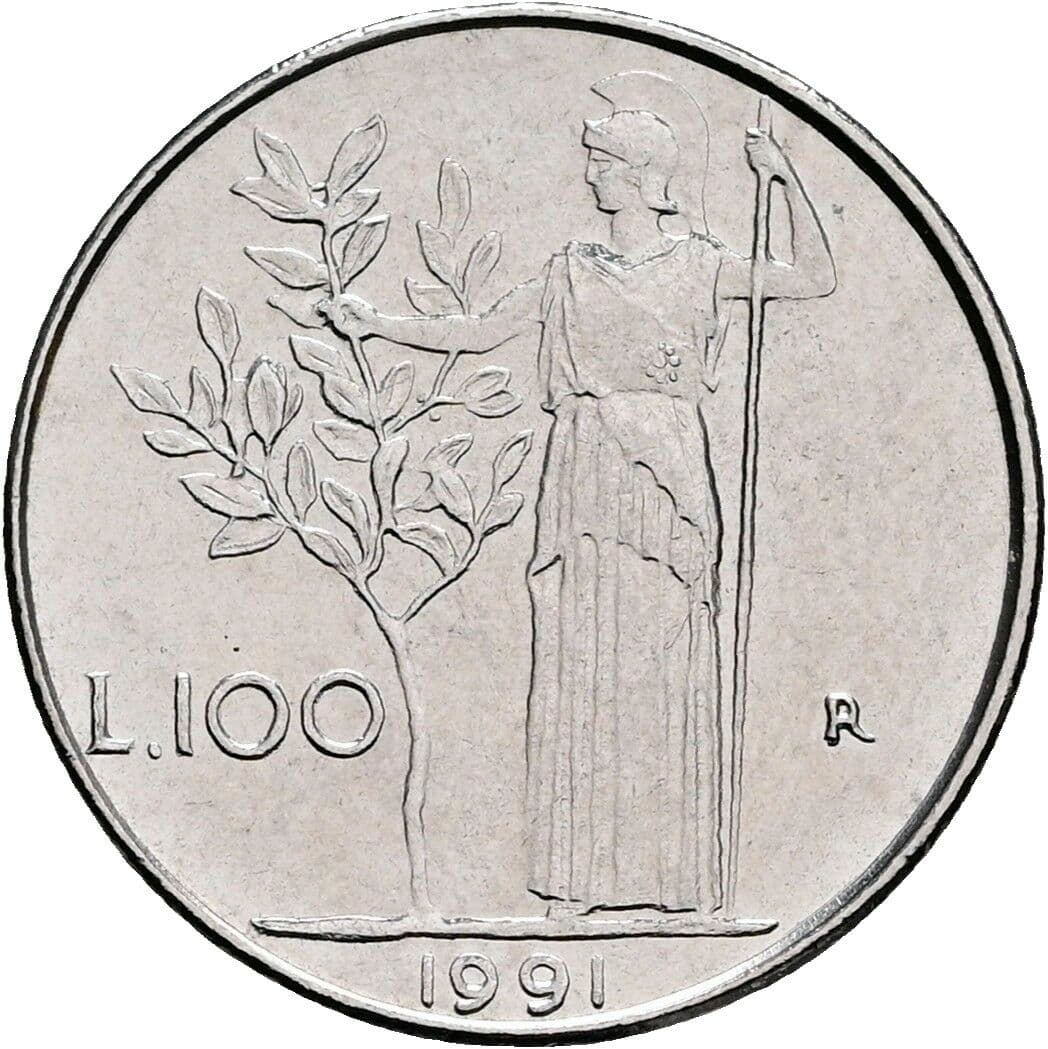 100 Lire 1991 – Rückseite