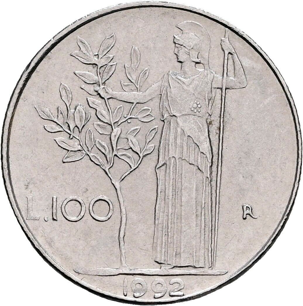 100 Lire 1992 – Rückseite