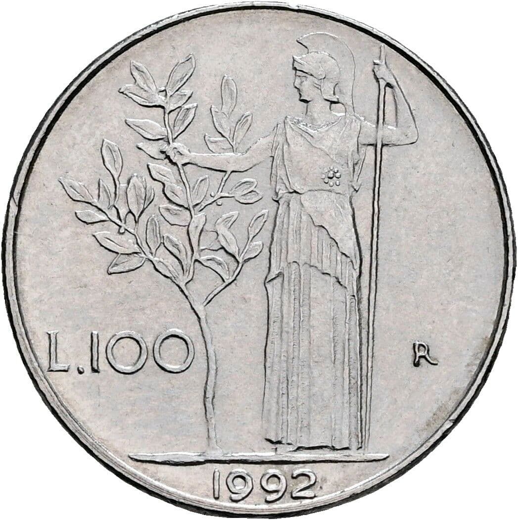 100 Lire 1992 – Rückseite