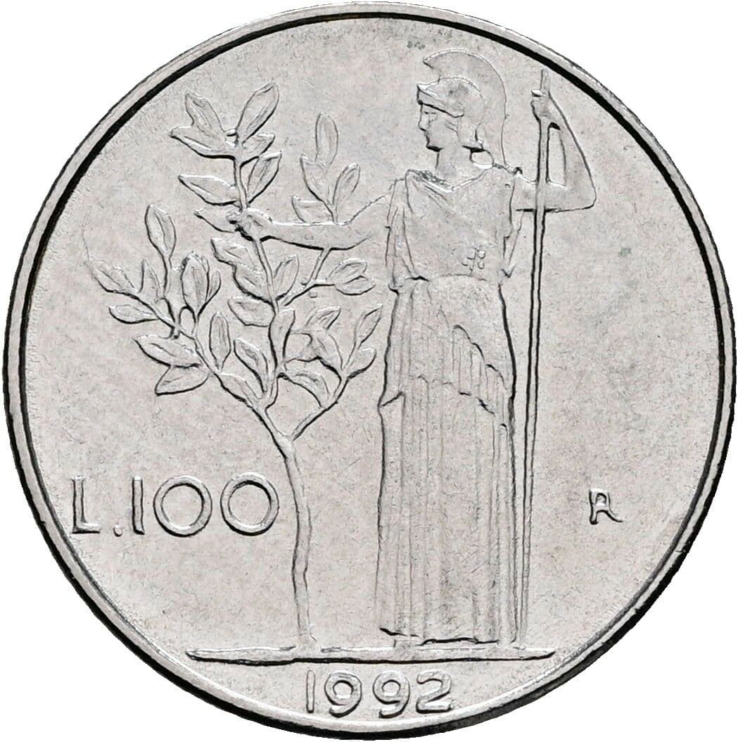 100 Lire 1992 – Rückseite