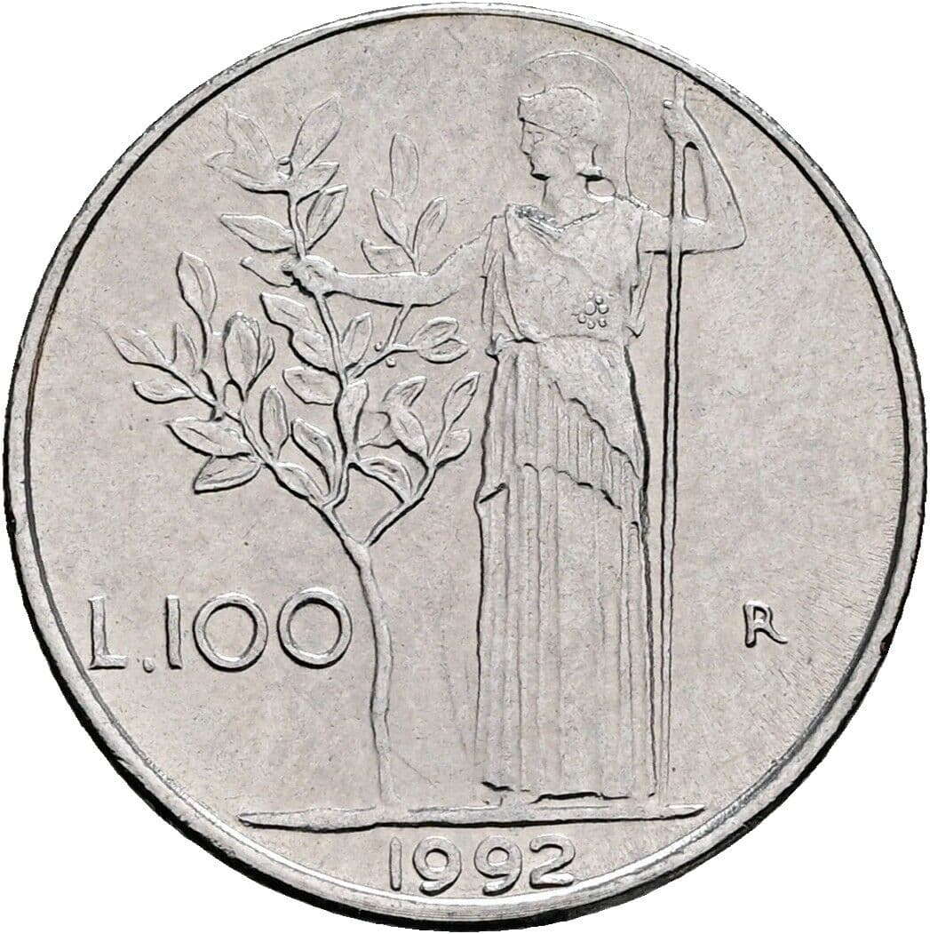 100 Lire 1992 – Rückseite