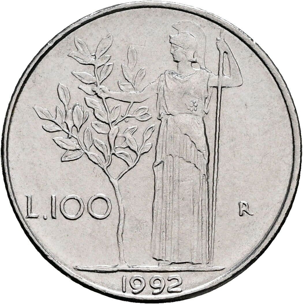100 Lire 1992 – Rückseite