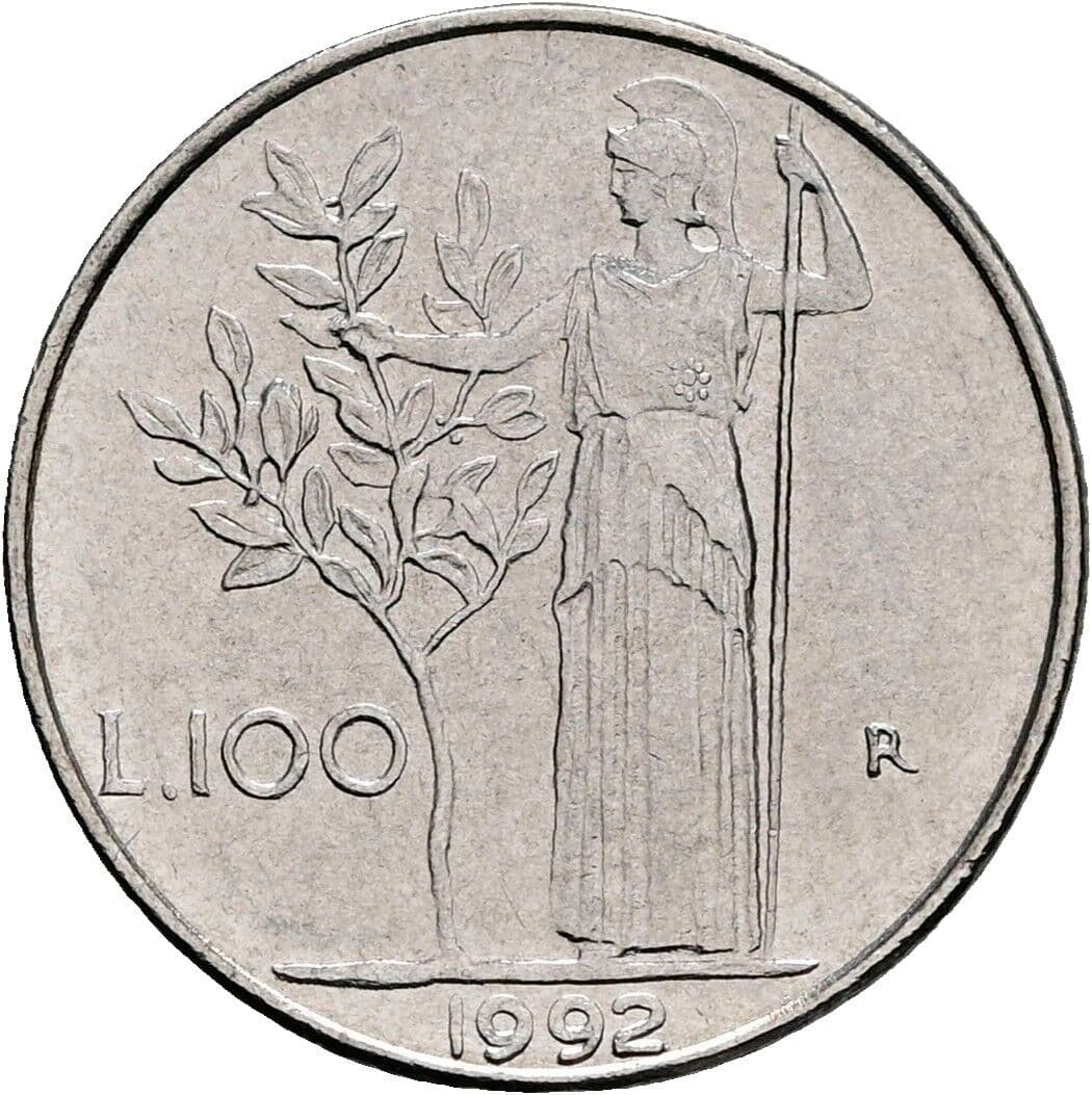 100 Lire 1992 – Rückseite