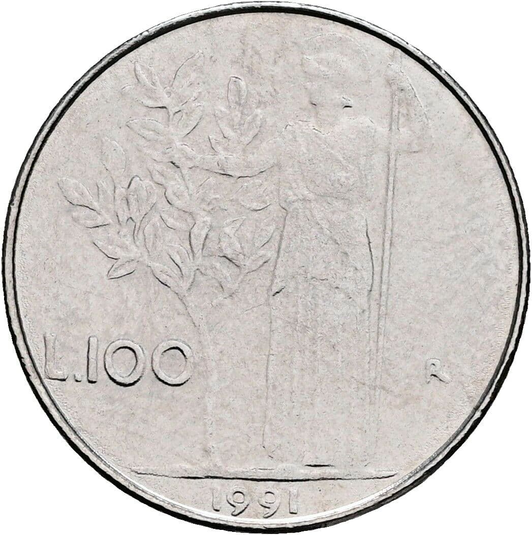 100 Lire 1991 – Rückseite