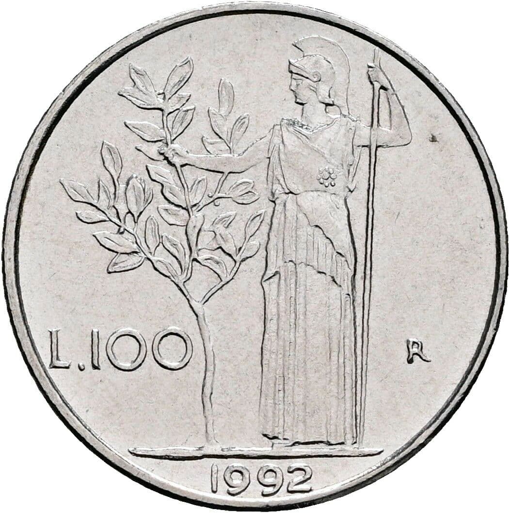 100 Lire 1992 – Rückseite