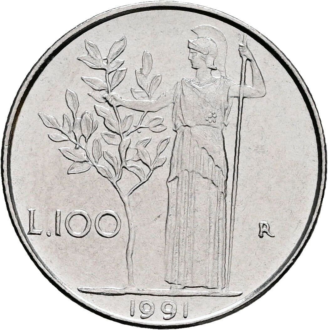 100 Lire 1991 – Rückseite