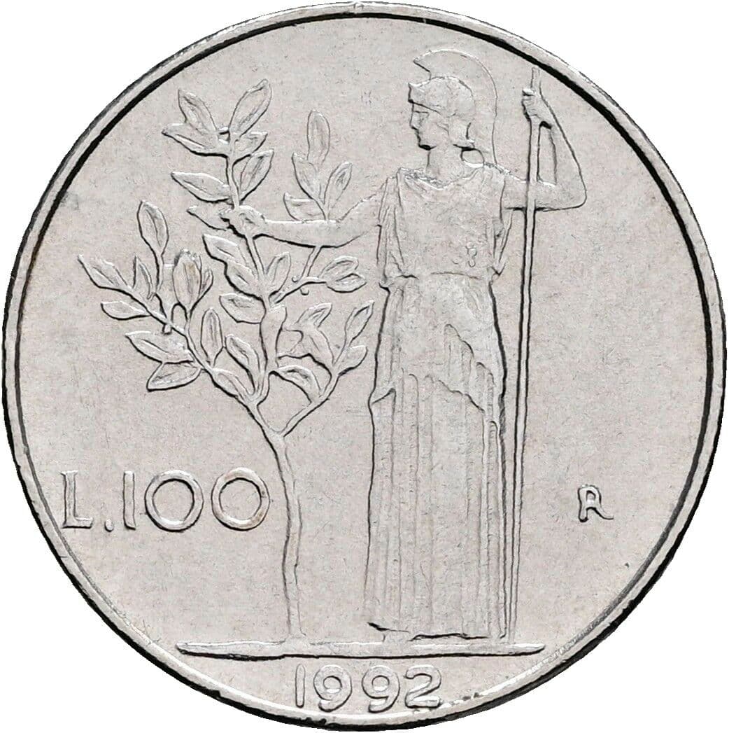 100 Lire 1992 – Rückseite