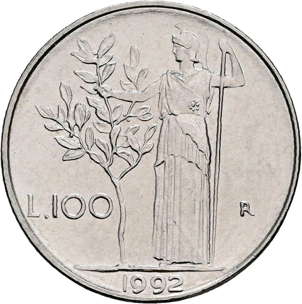 100 Lire 1992 – Rückseite
