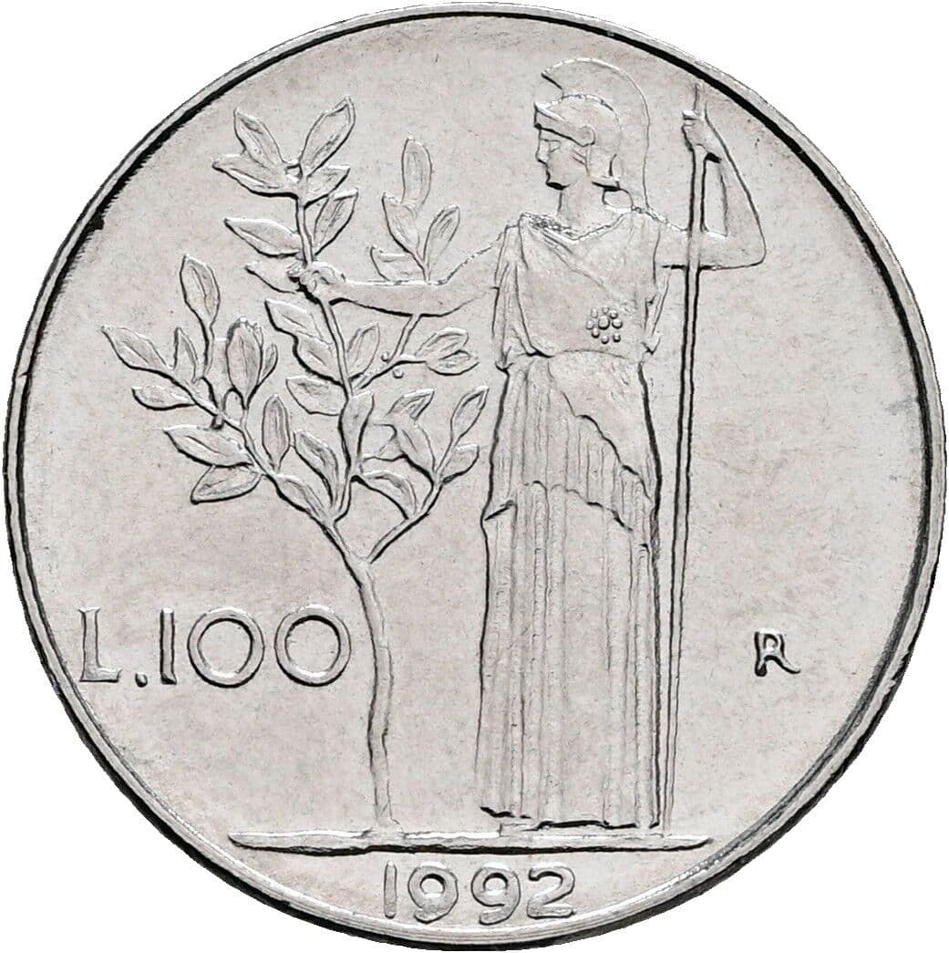 100 Lire 1992 – Rückseite
