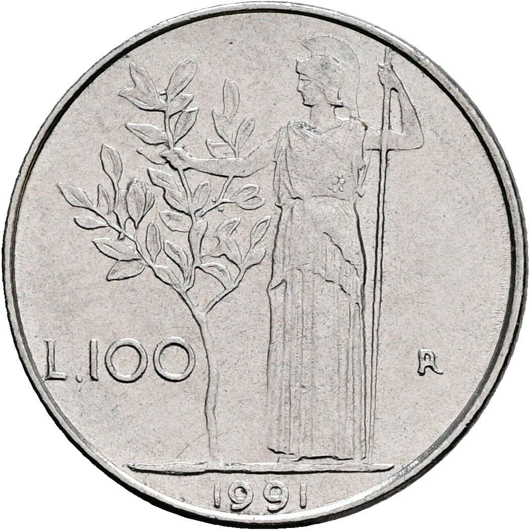 100 Lire 1991 – Rückseite