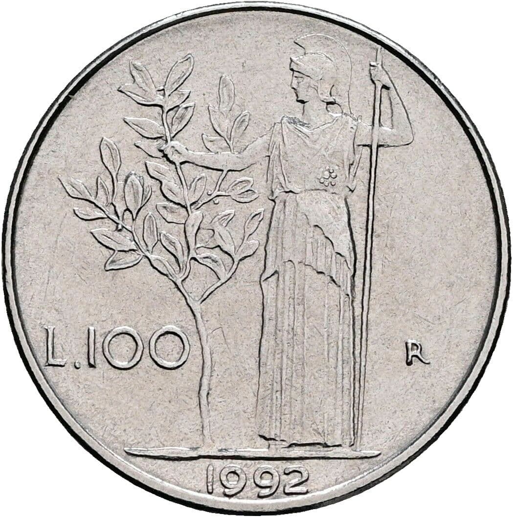 100 Lire 1992 – Rückseite