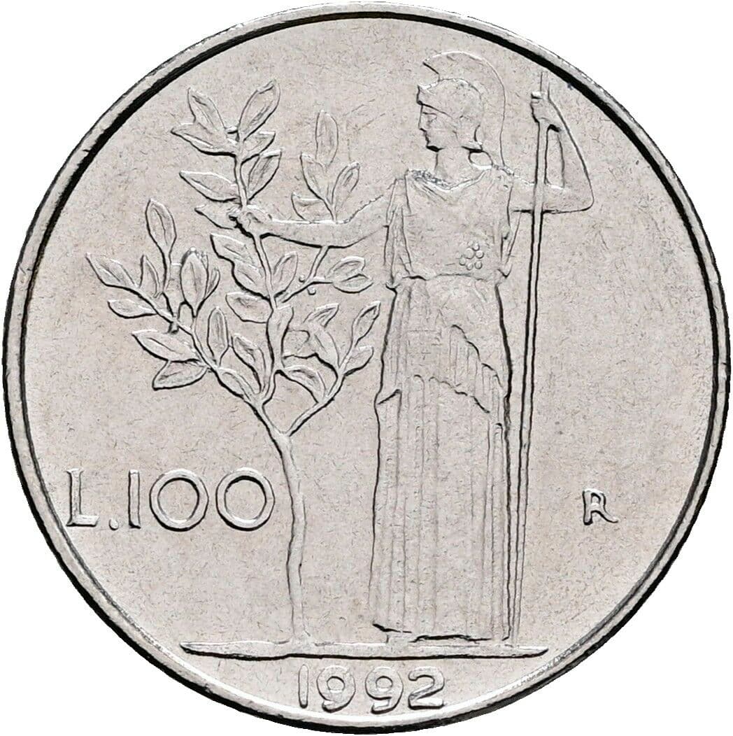 100 Lire 1992 – Rückseite