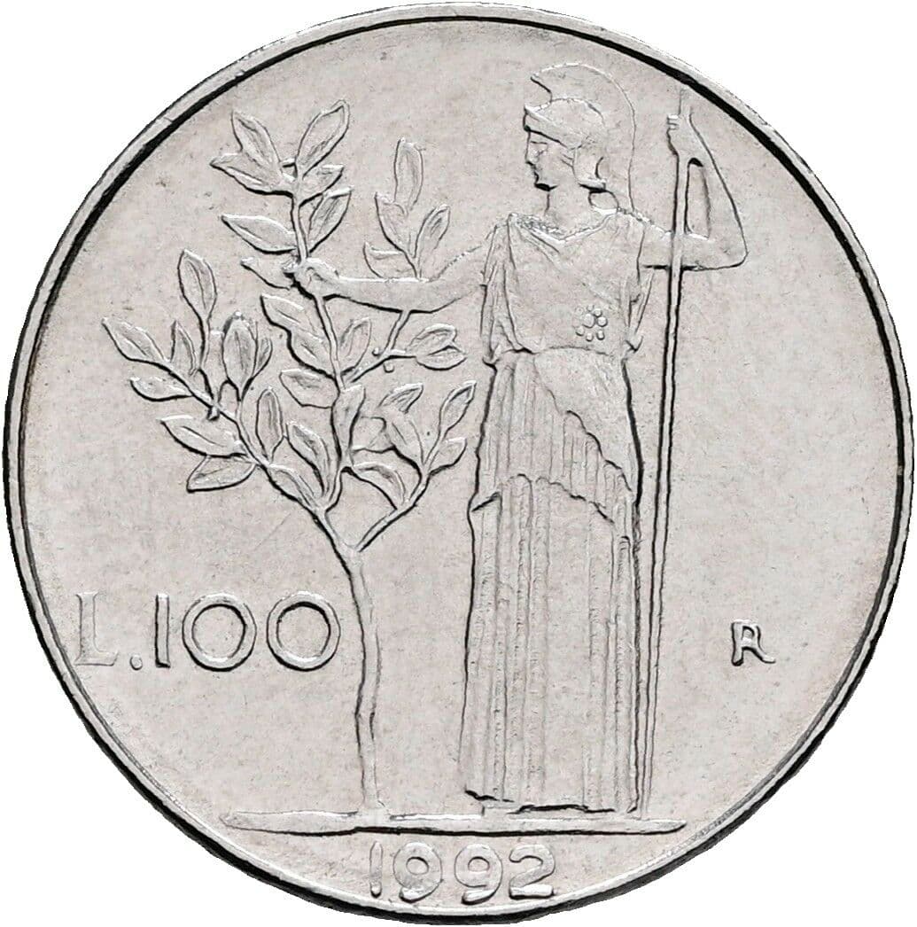 100 Lire 1992 – Rückseite