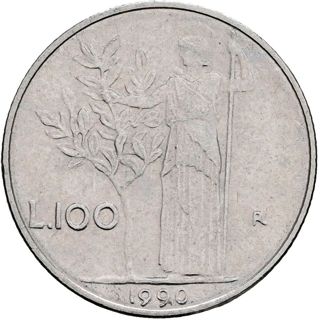 100 Lire 1990 – Rückseite