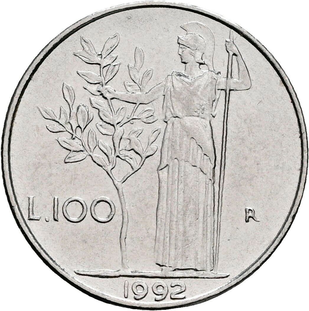100 Lire 1992 – Rückseite