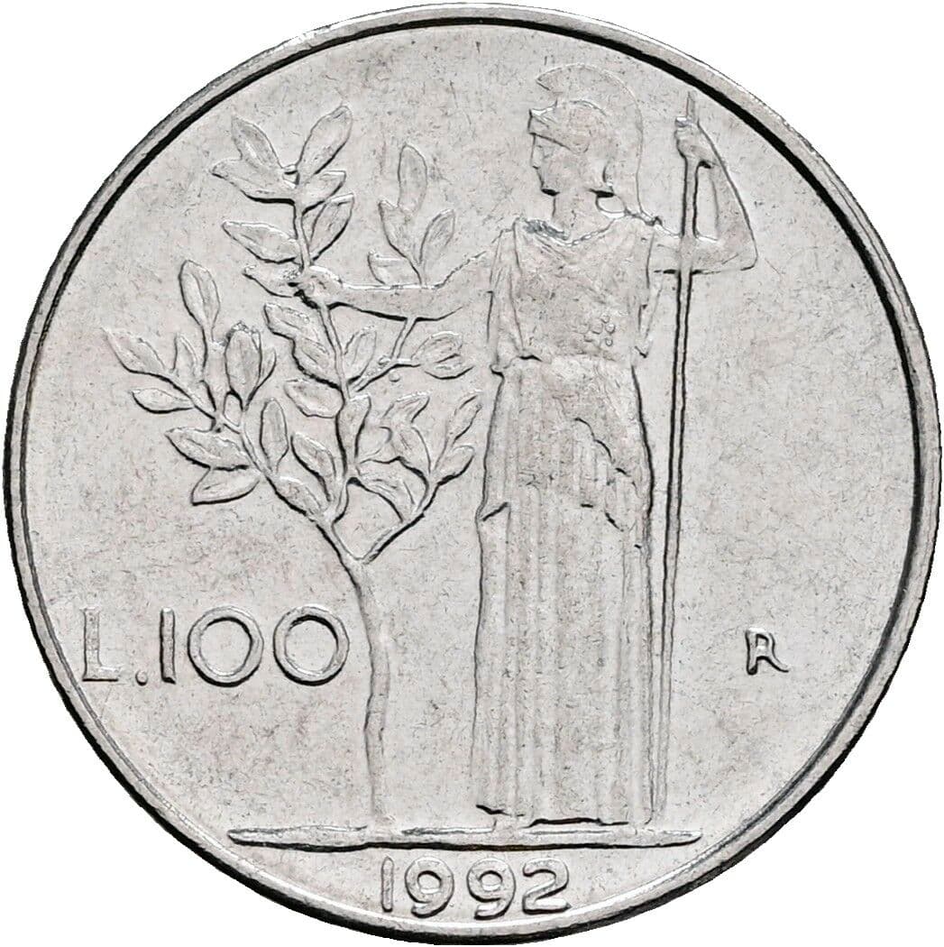 100 Lire 1992 – Rückseite