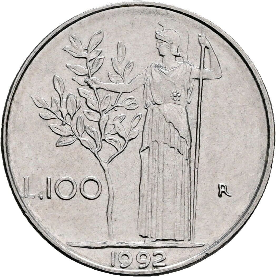 100 Lire 1992 – Rückseite