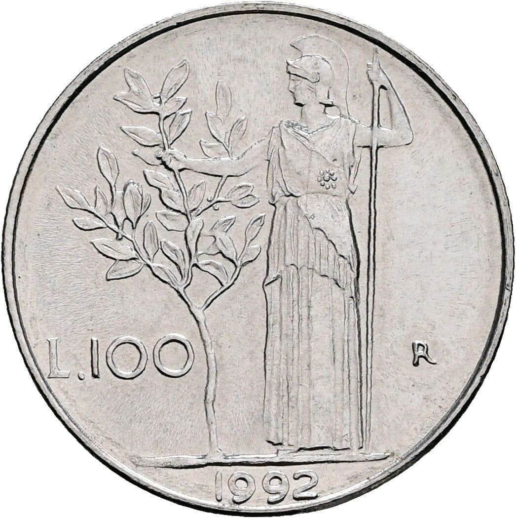100 Lire 1992 – Rückseite