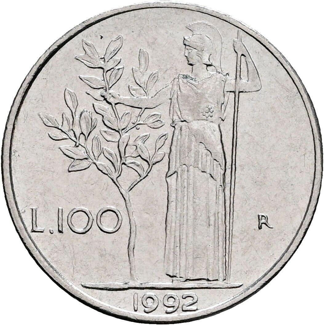 100 Lire 1992 – Rückseite