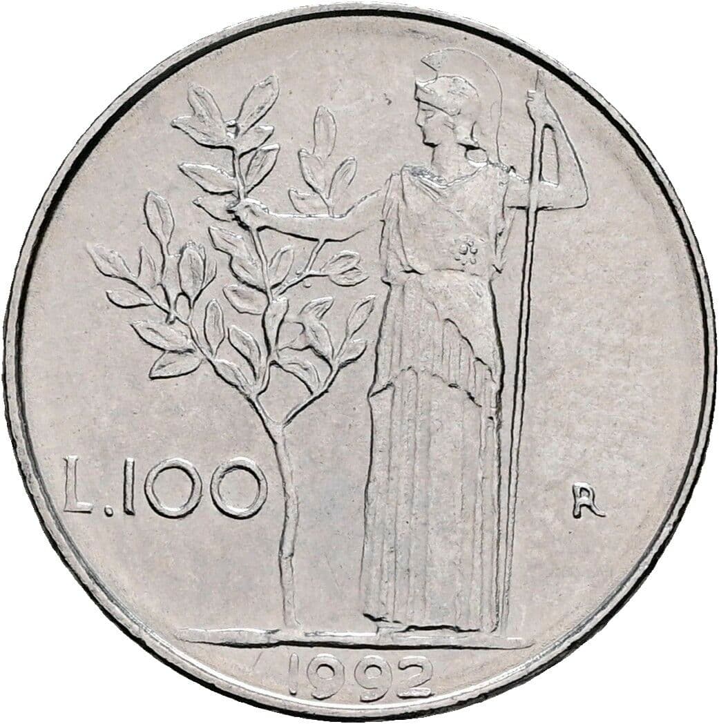 100 Lire 1992 – Rückseite