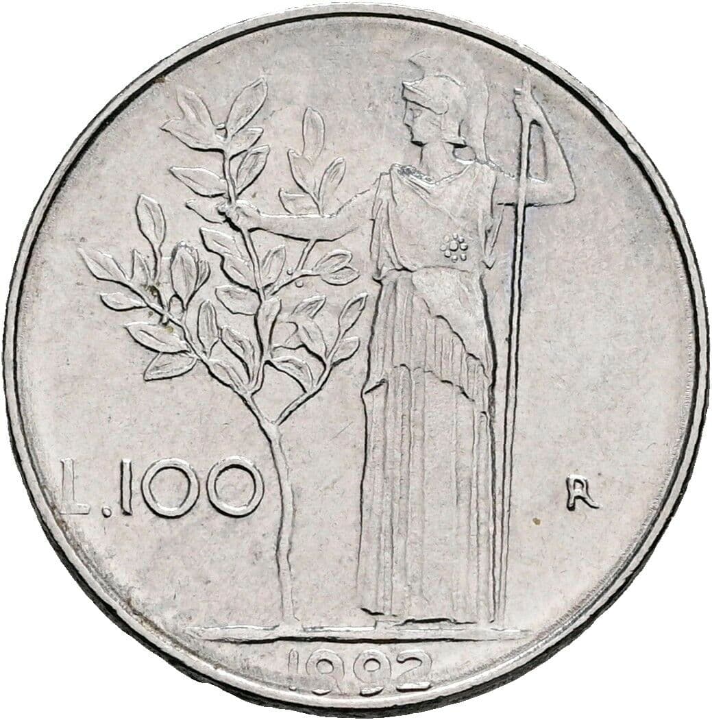 100 Lire 1992 – Rückseite