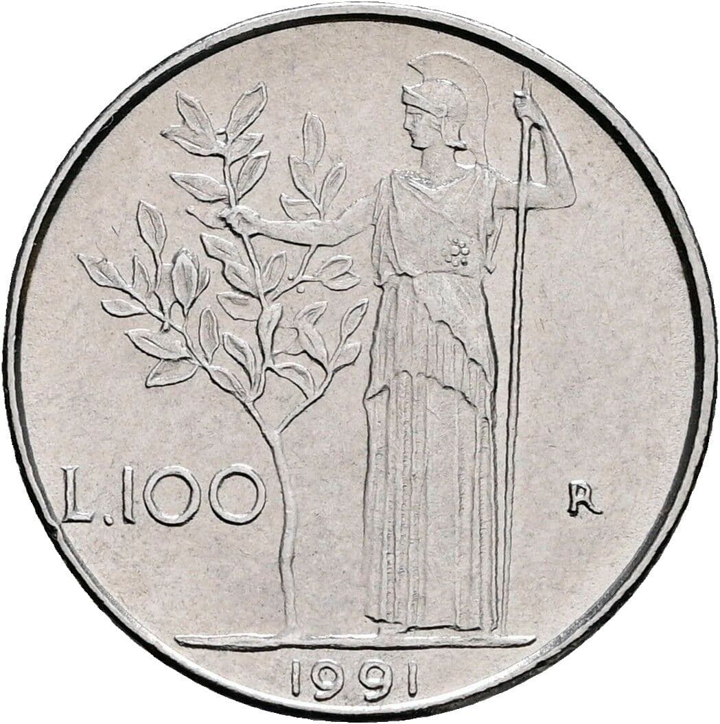 100 Lire 1991 – Rückseite