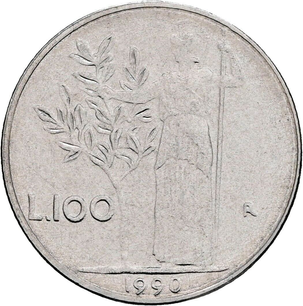 100 Lire 1990 – Rückseite