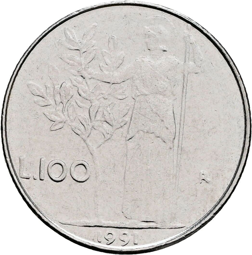 100 Lire 1991 – Rückseite